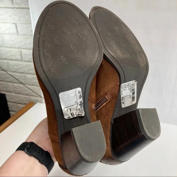 Franco Sarto Brown Suede Leather Ankle Boots Booties Women's 7M - Picture 6 of 7